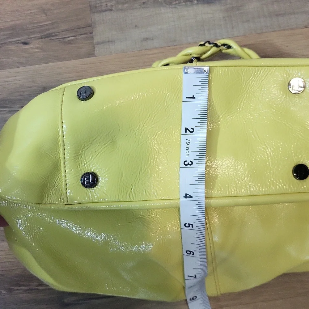 ELLIOTT LUCCA Yellow Cow Leather Braided Chain Strap Magnetic Closure Hobo Bag